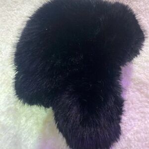 AKIRA Black Faux Fur Hat